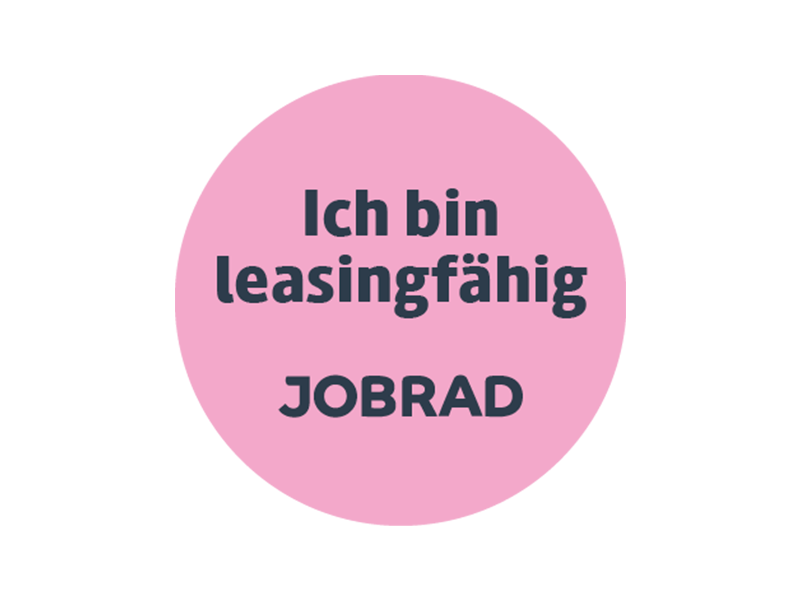 rosa Badge mit Aufschrift "Ich bin leasingfähig" JobRad